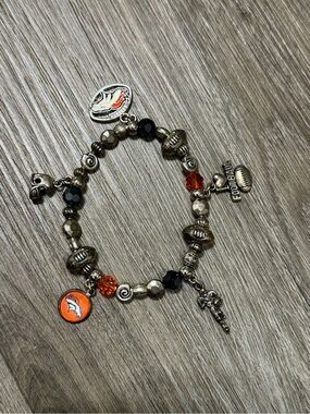 Denver Broncos Beaded Charm Bracelet